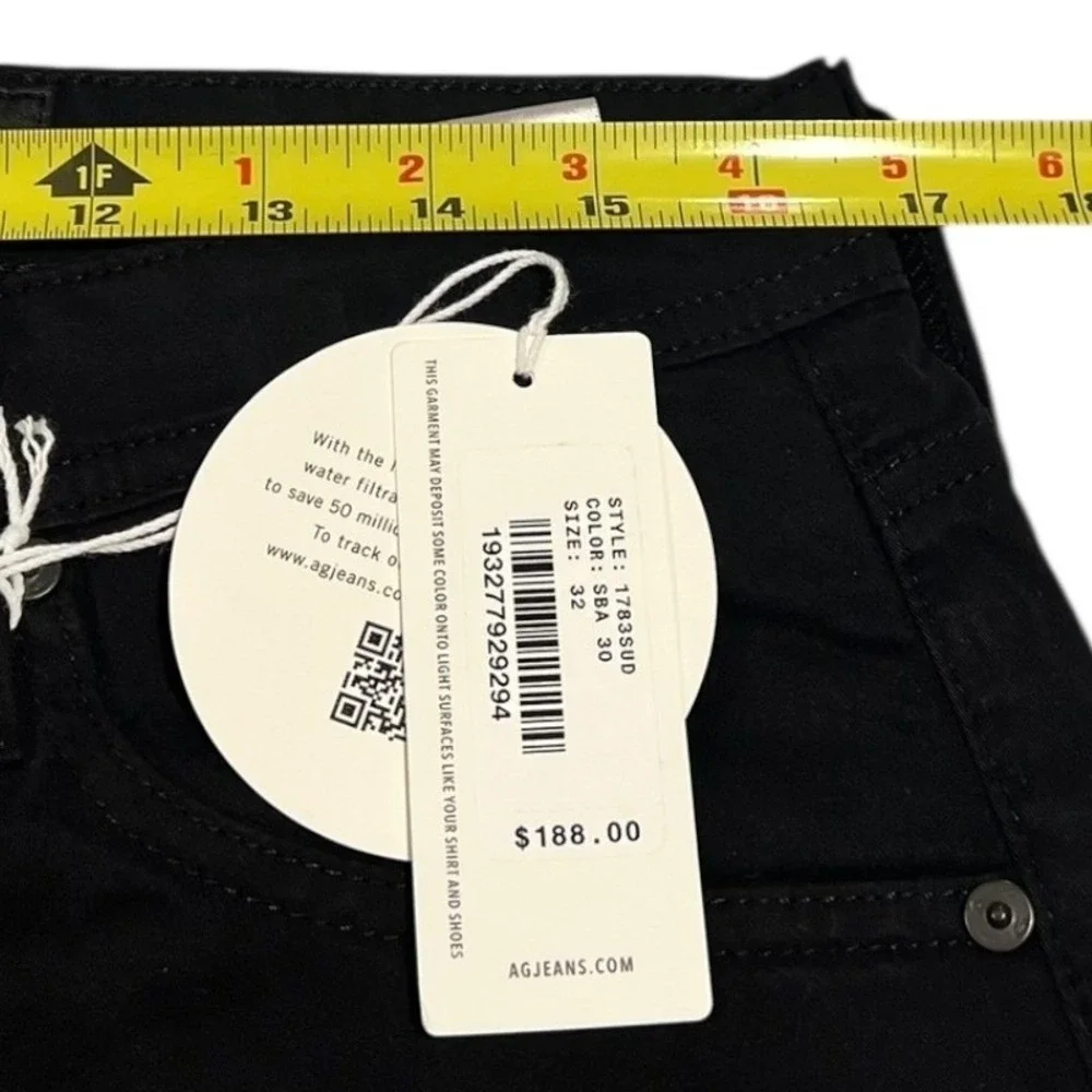 NWT‎ AG Jeans Tellis Modern Slim Sueded Stretch Sateen Black Pants Mens 32x32